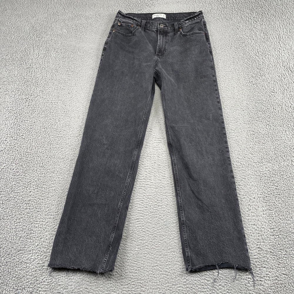 Abercrombie & Fitch Jeans Womens 28 6L Black The Baggy Low Rise Raw Hem Denim